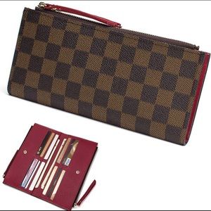 Leather wallet zipper pocket monogram